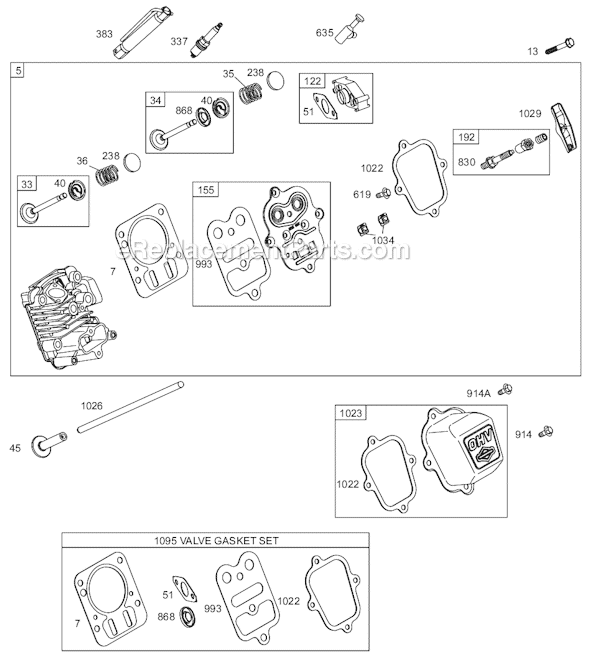 Page B Diagram and Parts List for 12A400SERIES 0100-0110 Briggs and Stratton Engine